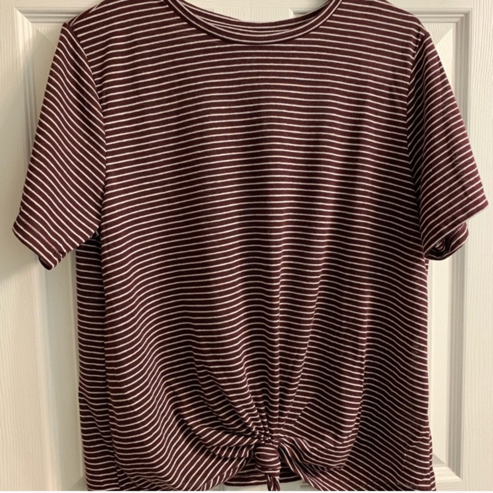 Striped tie front shirt